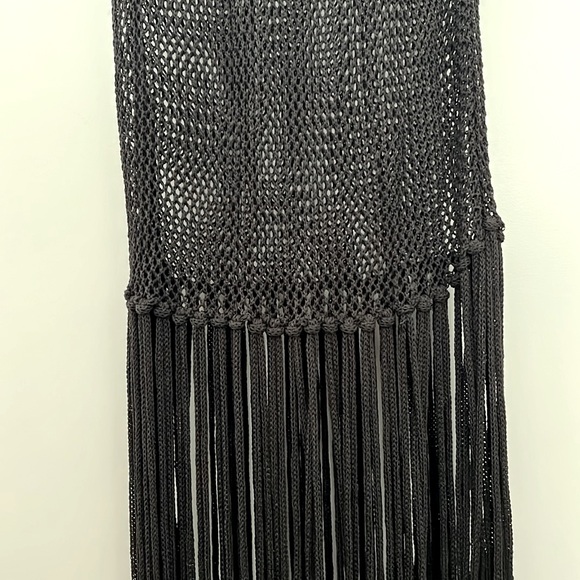 Black crochet, midi dress with fringe - Picture 2 of 2